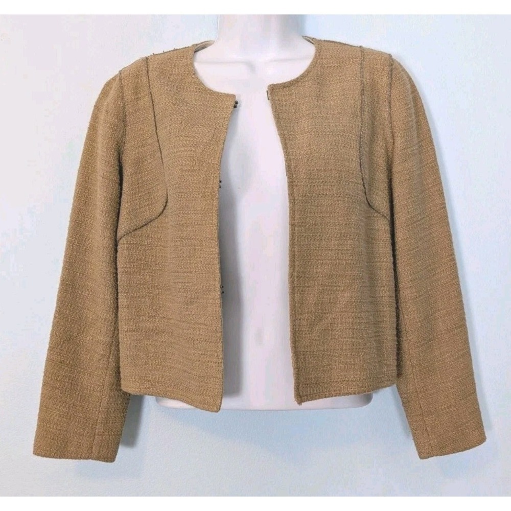 Judith & Charles Cropped Textured Jacket Light Brown Women's 4 Career